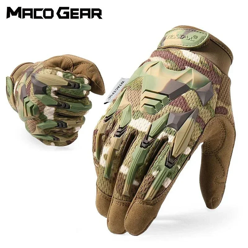 Luva tática multicam camuflada exército combate airsoft bicicleta caminhadas ao ar livre tiro paintball caça luvas de dedo inteiro para homens