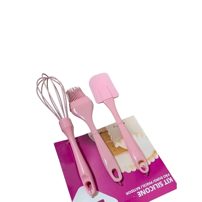 Kit 3 Peças Batedor, Pincel E Pão Duro De Silicone  Culinário